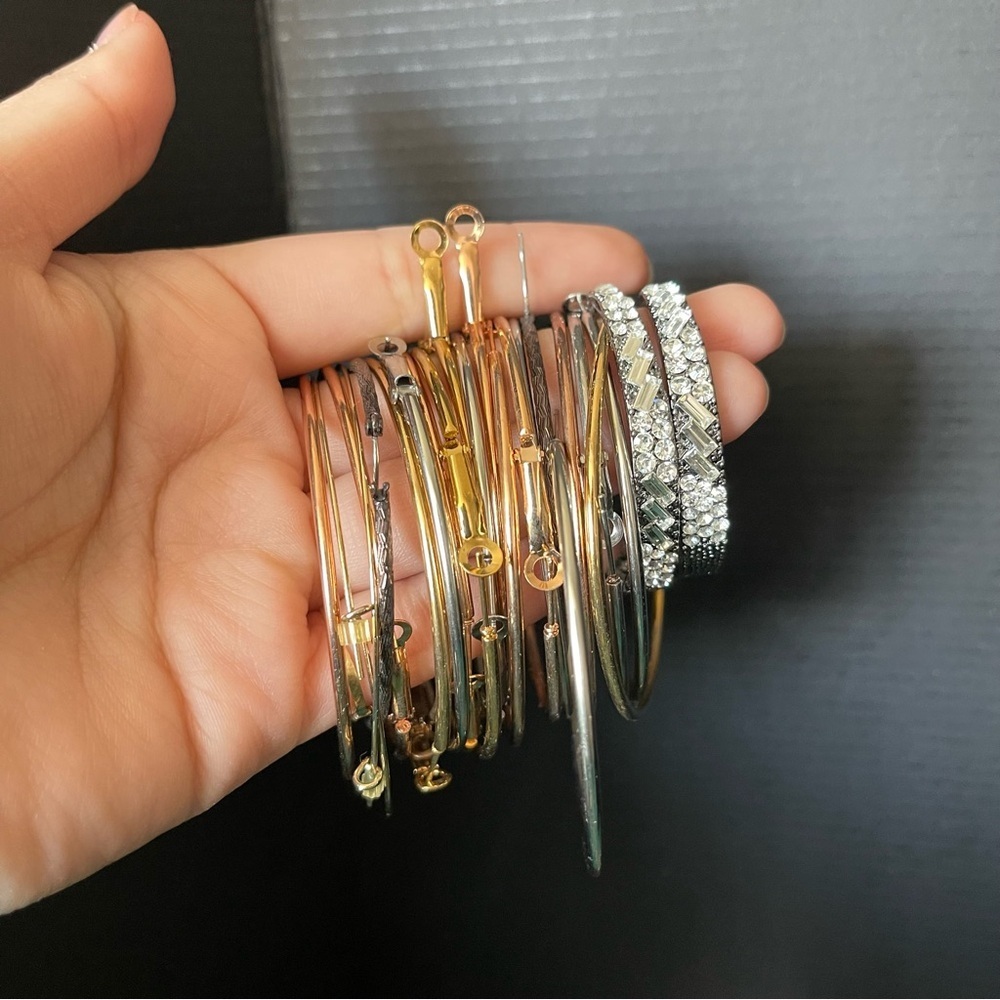 Stainless steel hoop earring lot many pairs some singles